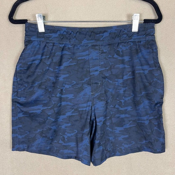 Mack‎ Weldon Athletic Shorts Mens M Blue Camo Elastic Waist w Drawstring Lined - Picture 1 of 9